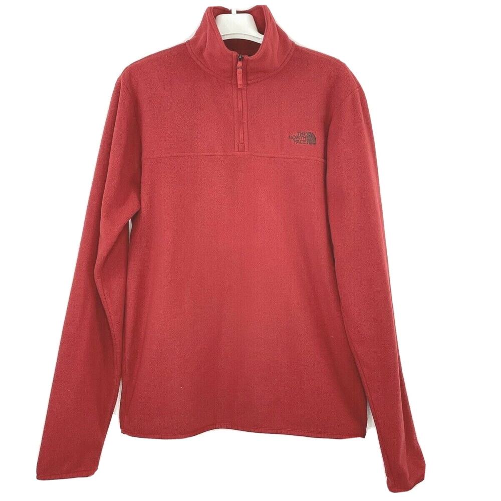 The North Face Men's Quarter Zip Fleece Sweater Sweatshirt Size Small Red
